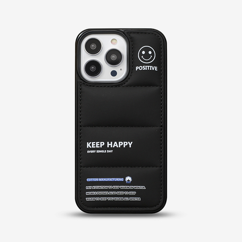 Smiley — Super Warm Keep Happy Every Single Day Puffy Puffer Down Jacket 14, 13, 12 iPhone Case