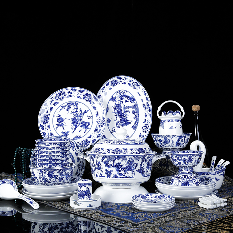 jingdezhen ghost valley blue and white fashion luxury high-end set of new bone china bowl dish & plate tableware suit household combination