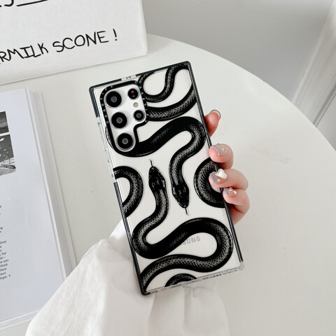 Black Snake Transparent Clear Illustration S23, S23 Plus, S23 Ultra, S22, S22 Plus, S22 Ultra, S21, S21 Plus, S21 Ultra, S20