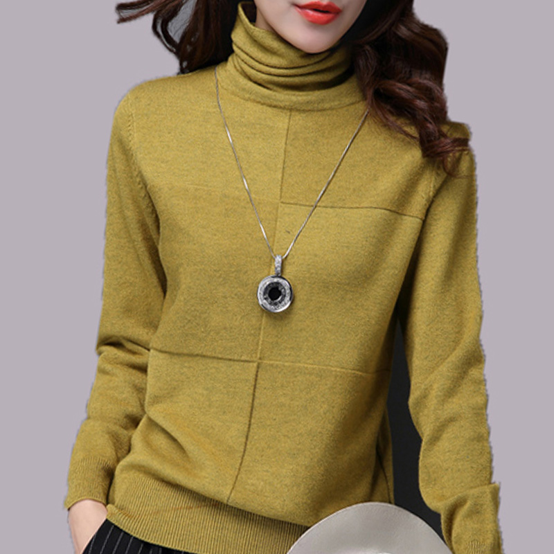 秋鼕新款韓版女裝薄款修身高領毛衣女打底衫短款套頭針織羊毛衫潮