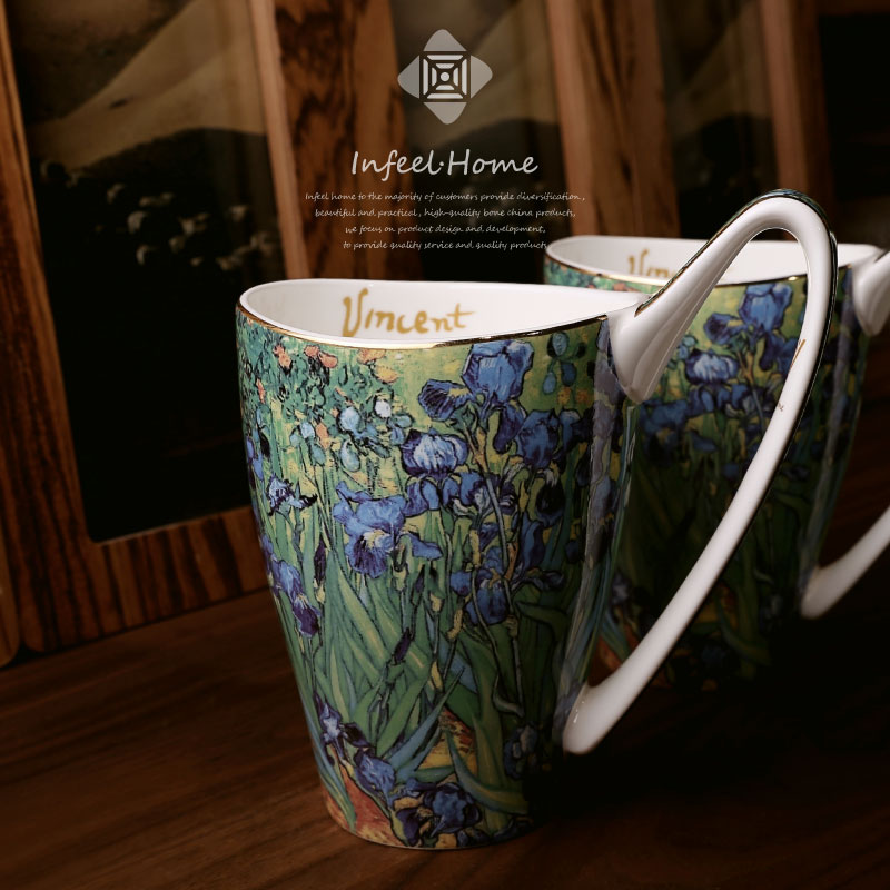 van gogh vintage water cup couple mug large capacity creative coffee cup female hand painted european style art gift huaizi