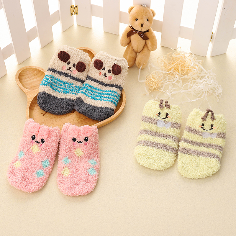 寶寶襪子秋鼕兒童珊瑚絨襪男童女童防滑地板襪嬰兒毛巾襪0-1-3歲
