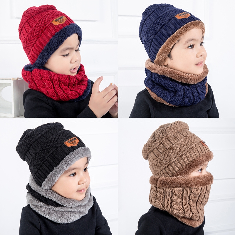 兒童帽子男保暖加厚帽子圍脖兩件套裝圍巾寶寶秋鼕季韓版男女童帽