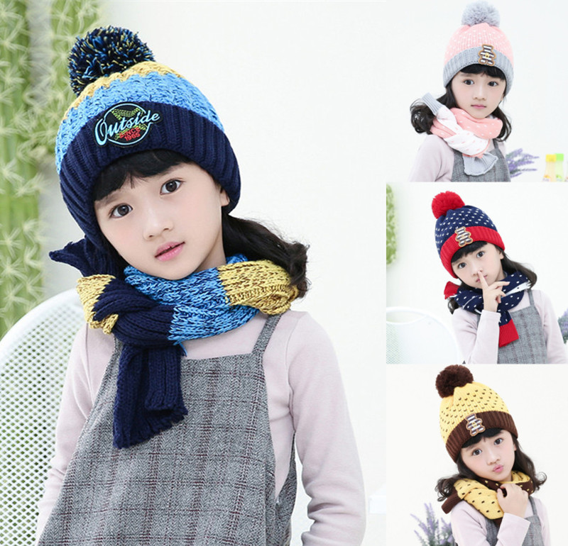 秋鼕5兒童帽子圍巾兩