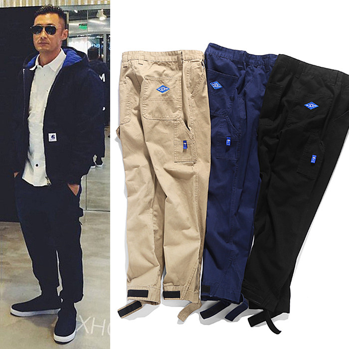 กางเกง 清仓特价 多口袋休闲工装裤男余文乐裤子 潮牌直筒修身束脚裤长裤  