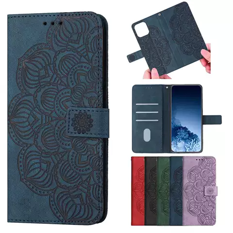 Phone Cases Wallets Folio Flip Magnetic Synthetic Leather Card Holder Folding Stand Embossed Mandala Flower Galaxy S23, Galaxy S23 Plus, Galaxy S23 Ultra, Galaxy S22, Galaxy S22 Plus, Galaxy S22 Ultra, Galaxy S21, Galaxy S21 Plus, Galaxy S21 Ultra,