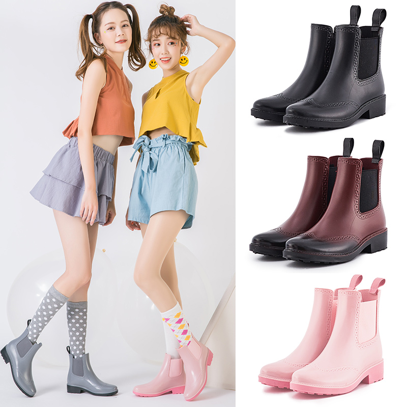 韓版時尚雨鞋女雨靴成人短筒夏季防滑布洛克松緊低幫水鞋女士膠鞋