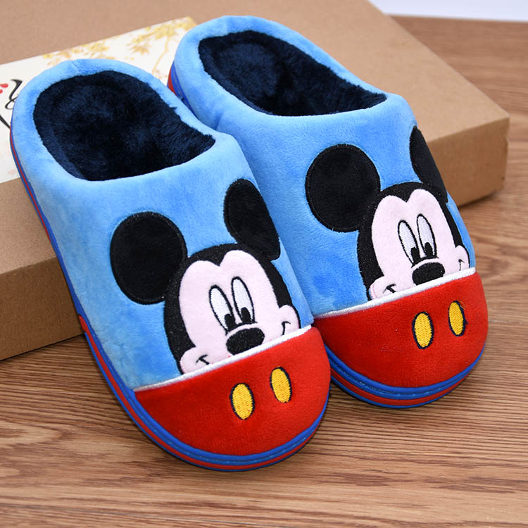 迪士尼男童拖鞋鼕季 兒童棉拖鞋可愛半包跟厚底防滑中大童拖鞋