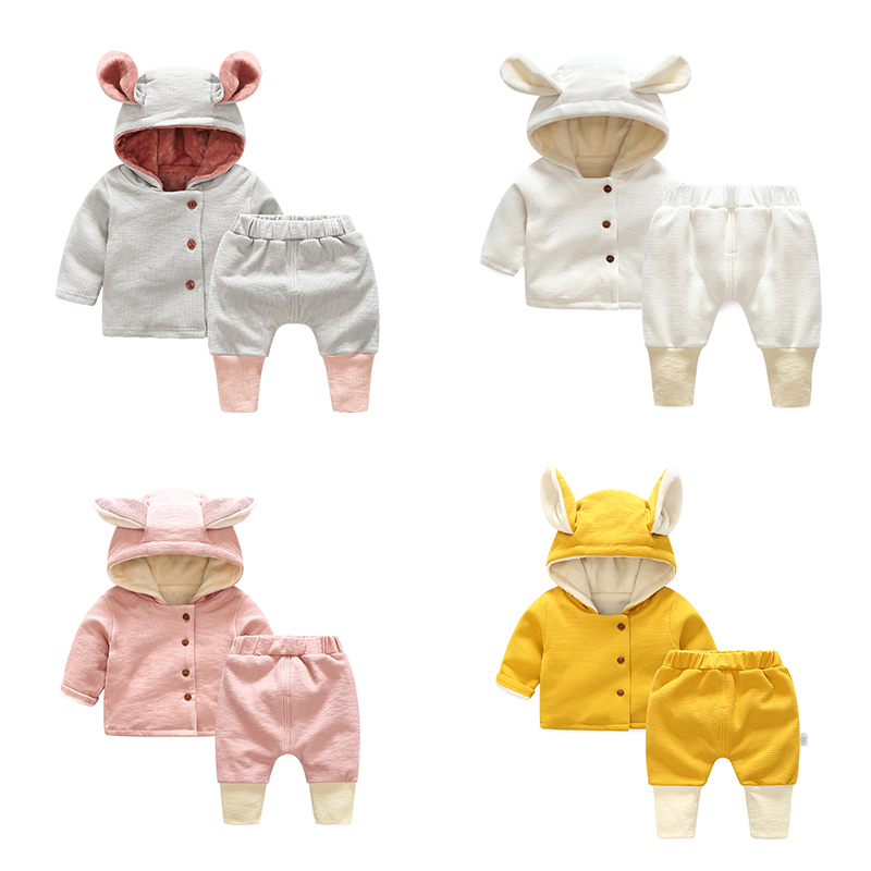 嬰兒童男童衛衣服加絨加厚外套裝秋鼕季寶寶鼕裝2打底衫0歲1棉衣3