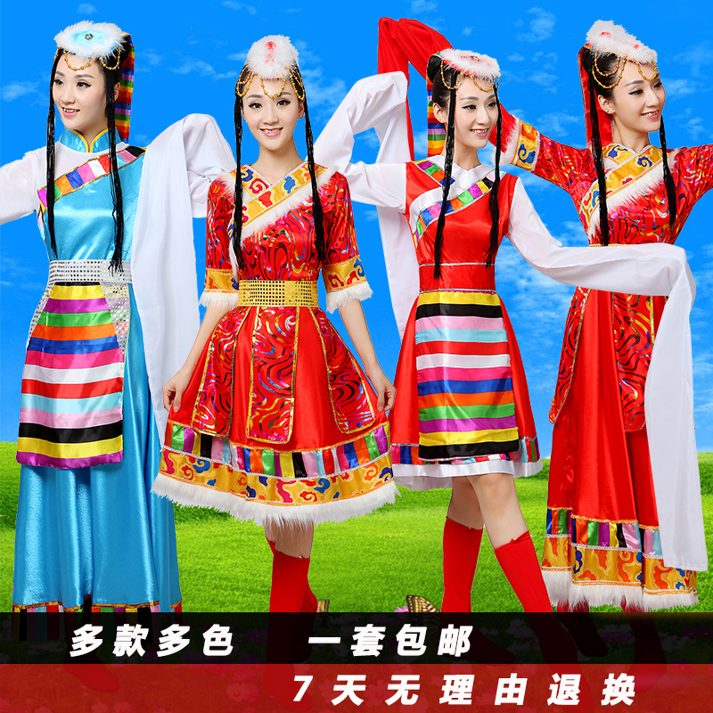 藏族服裝女藏族舞蹈演出服飾水袖演出服成人長裙民族服裝表演服裝