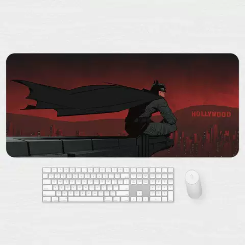 Batman On Watchout In Hollywood Illustration Desktop Mousepad Anti Slip