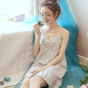 天天特价夏天薄款女睡裙 小V领性感吊带睡裙 清新少女甜美中裙
