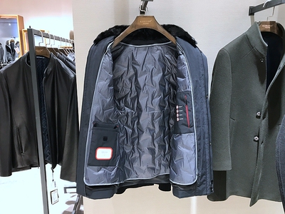 19新品 水貂毛领 白鸭绒羽绒内胆可拆卸 男士商务 百搭蓝