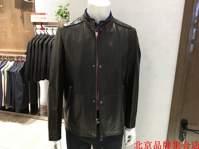 土耳其皮质 方仕男装 春秋款 深棕色 立领 羊皮 皮夹克外