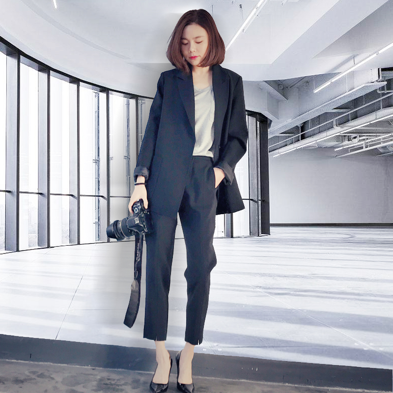 小西裝套裝女秋裝2017新款韓國時尚外套大碼休閑職業裝西服兩件套