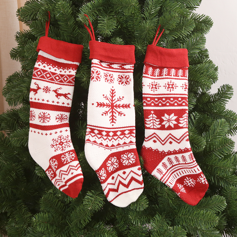 knitted christmas stockings woolen yarn socks elk decorations gift bag children‘s gift bag christmas children‘s candy bag