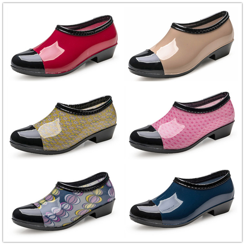 春秋韓國時尚低幫雨鞋女式夏季短筒水鞋成人大碼雨靴防滑膠鞋