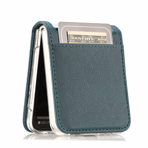 Green — Z Flip4 F7210 Synthetic Leather Card Holder Samsung Phone Case