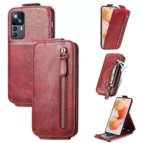 Phone Cases Wallets Down Flip Magnetic Synthetic Leather Card Holder Folding Stand With Zipper Coin Holder Xiaomi Redmi K50, Redmi K50 Pro, Redmi K50 Ultra, Xiaomi 12T, Xiaomi 12T Pro