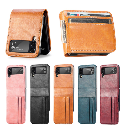 Leather Z Flip4 Card Holder F7210 Samsung Phone Case