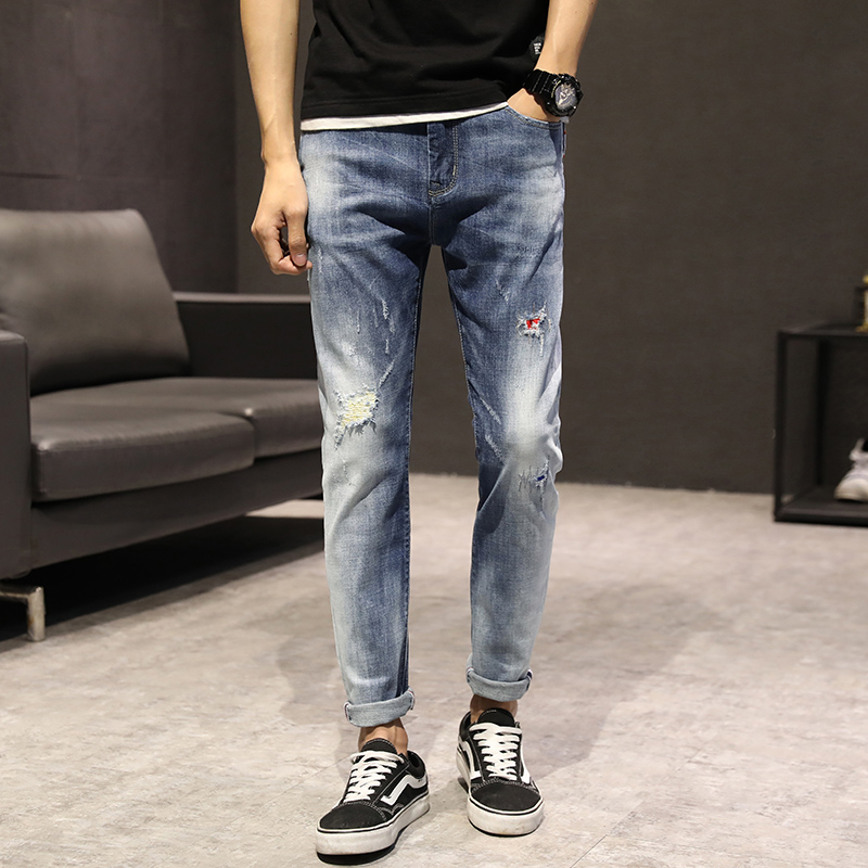 printemps / été ins ultra feu jeans enfant garçons version coréenne cassé trou slim fit stretch conique joker de loisirs tendances printemps / été ins ultra feu jeans enfant garçons version coréenne cassé trou slim fit stretch conique joker de loisirs tendances