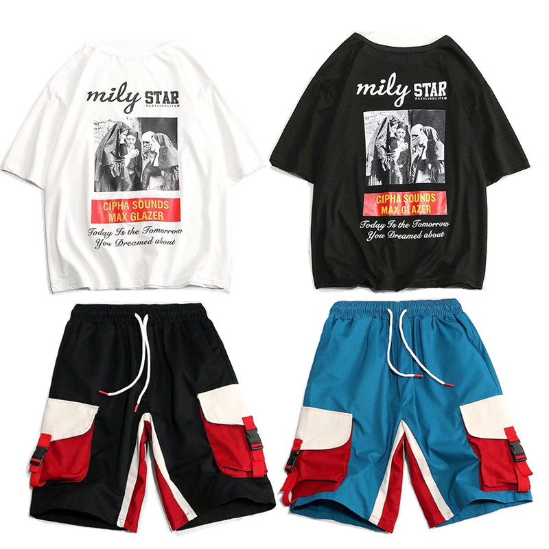 shorts pour hommes marque tide ins cinq pantalons de sport convenir à des étudiants d'été tendance de loisirs pantalon à manches courtes t-shirt de deux pièces de l'ensemble de shorts pour hommes marque tide ins cinq pantalons de sport convenir à des étudiants d'été tendance de loisirs pantalon à manches courtes t-shirt de deux pièces de l'ensemble de