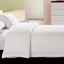 宾馆酒店床上用品被套 全棉白色家居被罩 三公分缎条被套40支