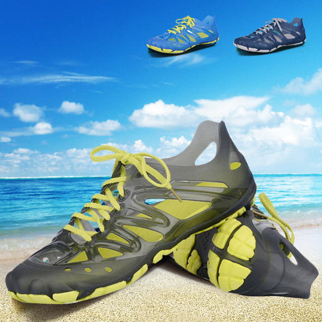 夏駕車塑料涼鞋男式透氣洞洞鞋包頭鏤空沙灘鞋男溯溪鞋子休閑運動