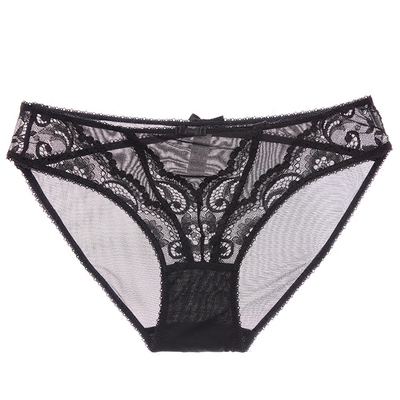 少女美屋欧美性感超薄内裤低腰档部露毛纯棉网纱刺绣舒适三角裤头-淘宝网
