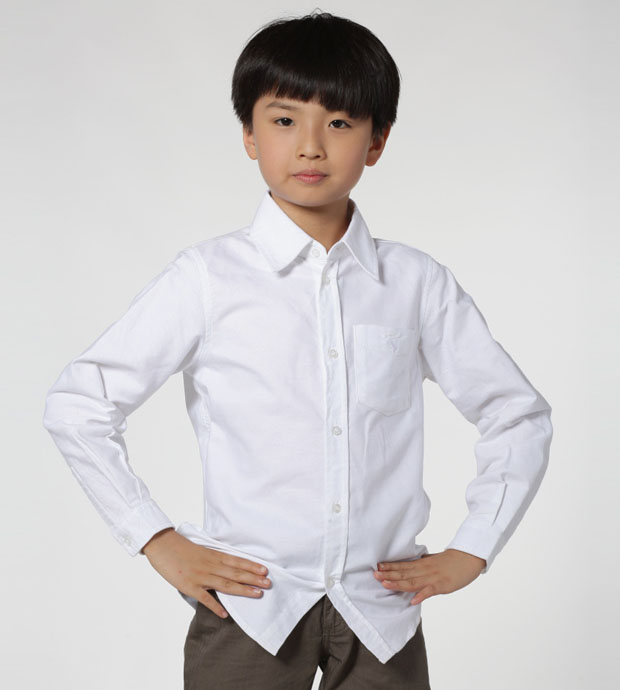 男童白襯衫長袖純白色男孩襯衣兒童裝表演出服純棉中大童學生校服