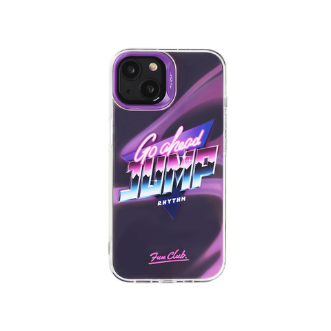 Go Ahead Jump FUN 80s RETRO Original Laser Gradient Transparent Clear Mal Niche Double Layer 3D 12 15, 14, 13 iPhone Case