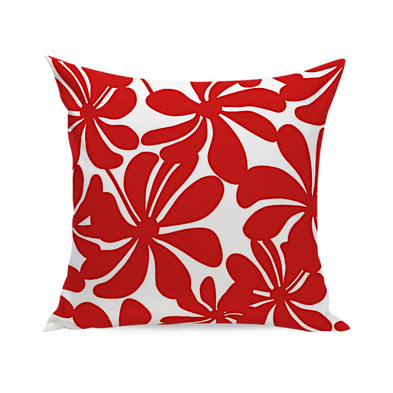 INS Red Nordic Geometric Pillow Cushion Double-Sided Velvet Sofa Pillow Bedside Backrest Simple Bay Window