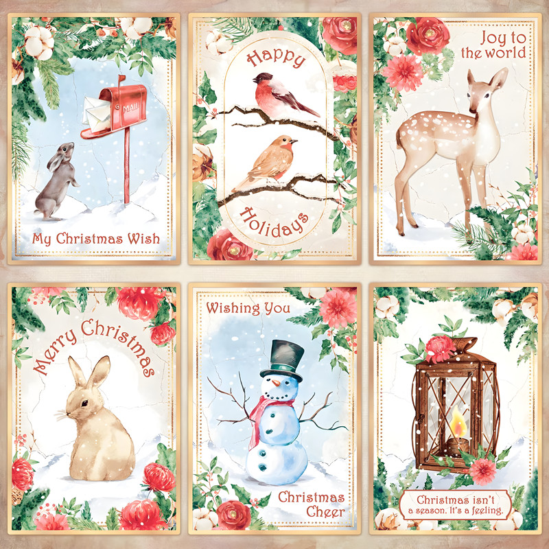 Junkjournal Vintage Journal Stickers Decoration Hand Ledger Sticker Romantic Christmas