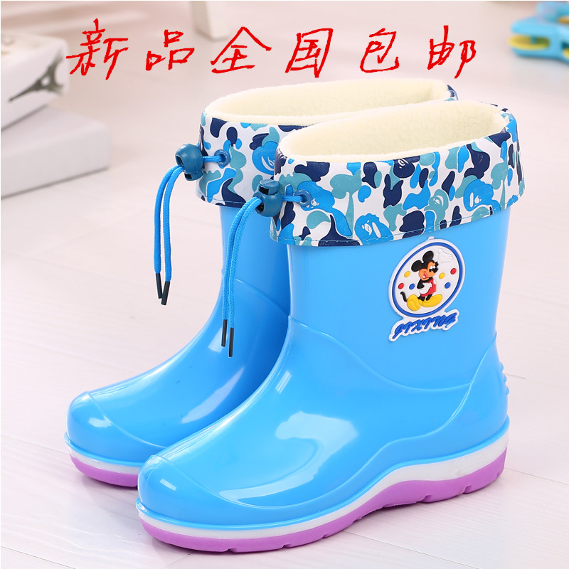 兒童雨鞋男童女童寶寶時尚防水防滑水鞋大童中童加絨小孩膠鞋雨靴