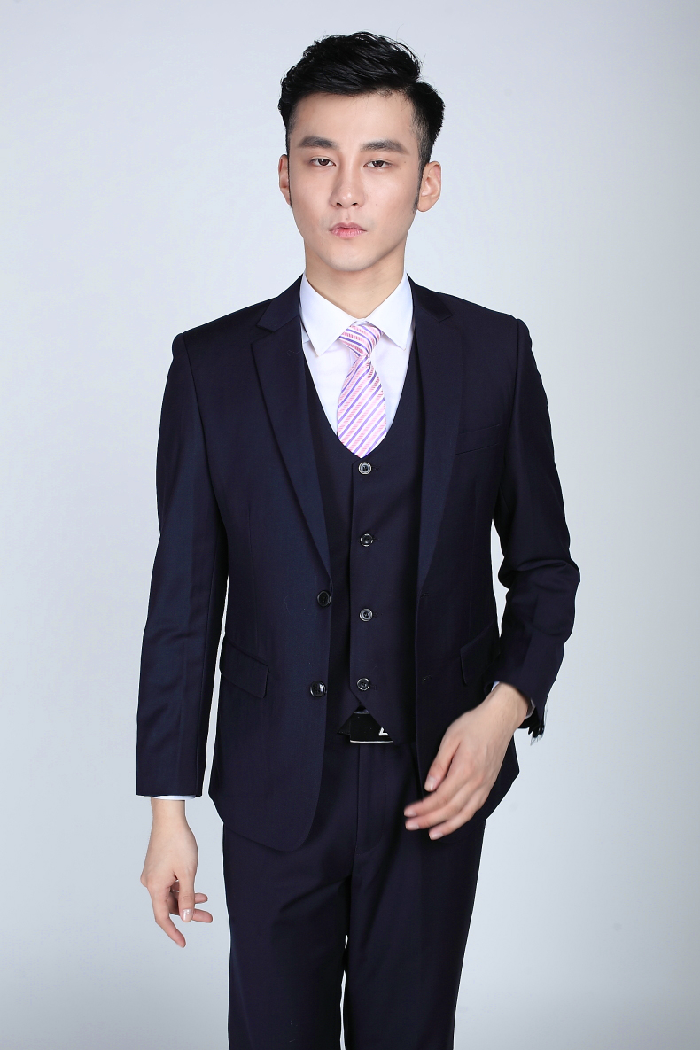 夏季新款西服套装韩版修身男士西装套装新婚礼服英伦商务职业正装