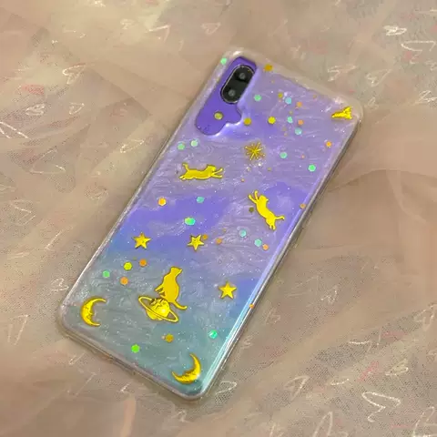 Cosmic Cat Nebula Starry Sky Phone Cases Covers Transparent Clear Apple, Samsung