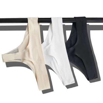 SLIMMO女士冰丝无痕一片式丁字内裤性感纯棉档T裤爽滑低腰内裤女-淘宝网