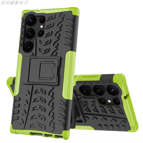 Green — Tire Track Rugged Tough Shockproof Kickstand S23, S23 Plus, S23 Ultra Samsung Phone Case