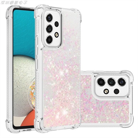 Transparent Clear Quicksand Girls Airbag Corner Protection Glitter Bling A13 5G, A23 5G, A33 5G, A53 5G, A73 5G Samsung Phone