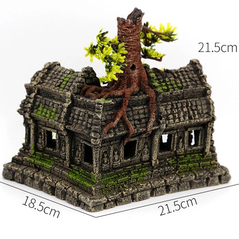 Fish Tank Rockery Landscape Tree House Aquarium Decoration Fake Water Grass Tree House Creative Wooden House Decoration Shelter Hole