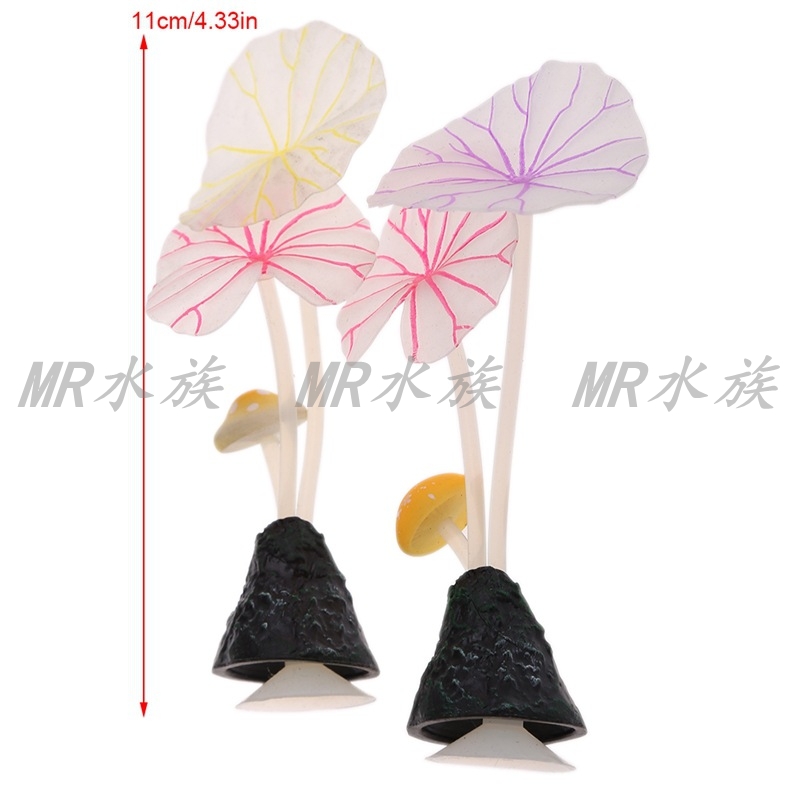 Aquarium Fish Tank Landscape Simulation Lotus Lotus Leaf Mushroom Luminous Fluorescent Fish Tank Ornament Cute Style