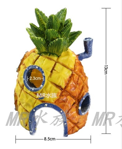 Resin Pineapple House/SpongeBob's Home/Aquarium Fish Tank Landscape Cartoon Ornaments Fish and Shrimp Escape Decoration