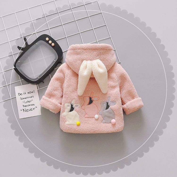女寶寶秋鼕裝加厚外套6-9個月女童加絨棉衣0-1-2-3歲嬰兒公主開衫