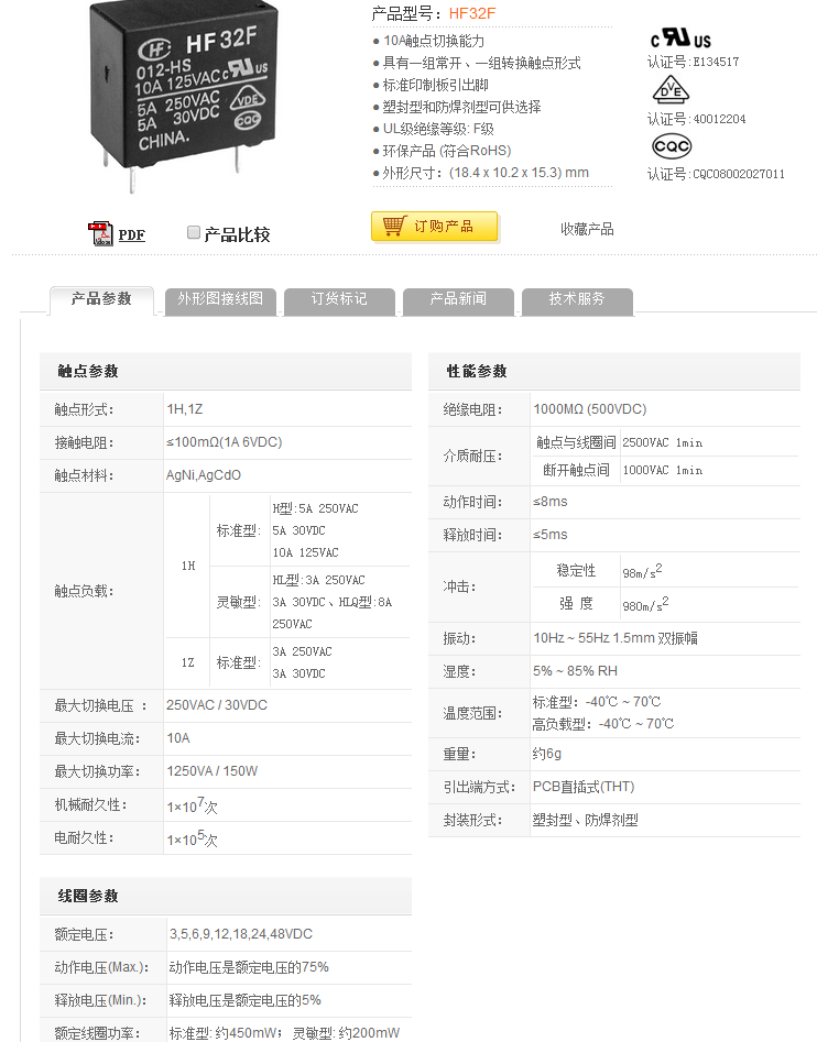 JZC-32F/012-ZS3, HF(Xiamen Hongfa Electroacoustic)