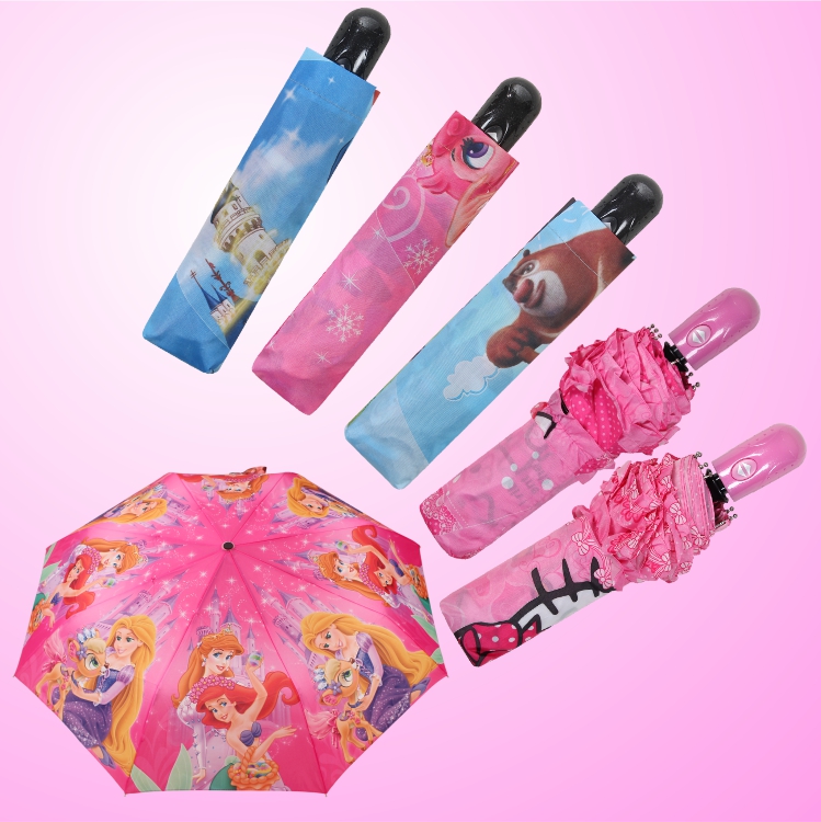 兒童大雨傘男女童自動傘迪士尼米老鼠白雪公主小學生折疊晴雨傘