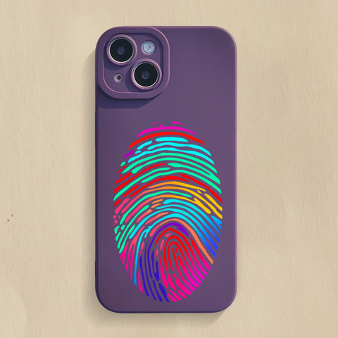 Purple — Rainbow Fingerprint Illustration New Silicone TPU 15, 14, 13, 12 iPhone Case