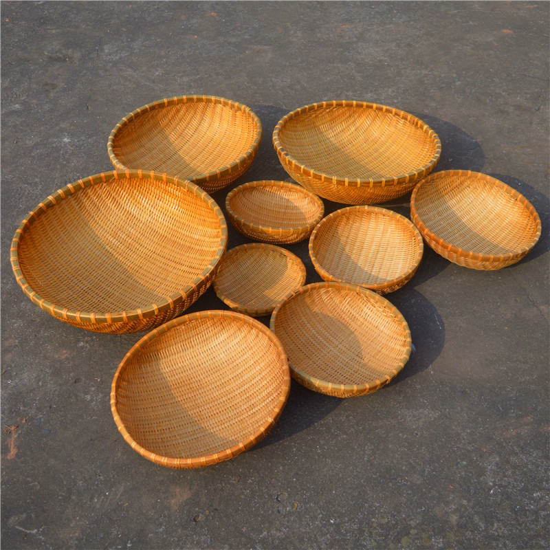 bamboo weaving dustpan circular seive receive peasant bamboo products bamboo sieve basket household perforated fruit basket wash dish round basket