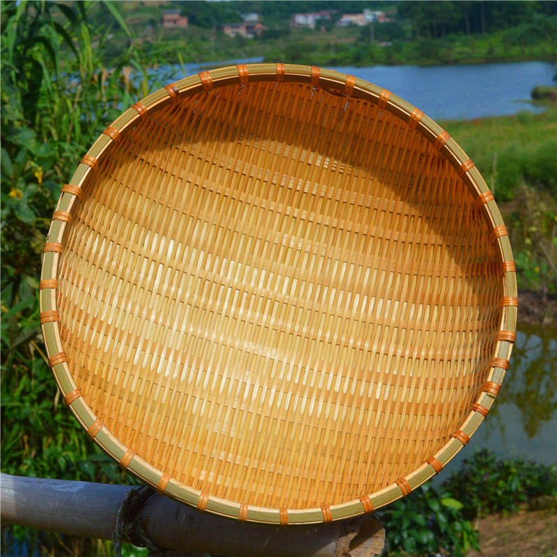 bamboo weaving dustpan circular seive receive peasant bamboo products bamboo sieve basket household perforated fruit basket wash dish round basket