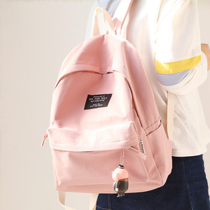 新品 NR诺然纯色帆布书包女小清新初中学生双肩包女高中双肩背包