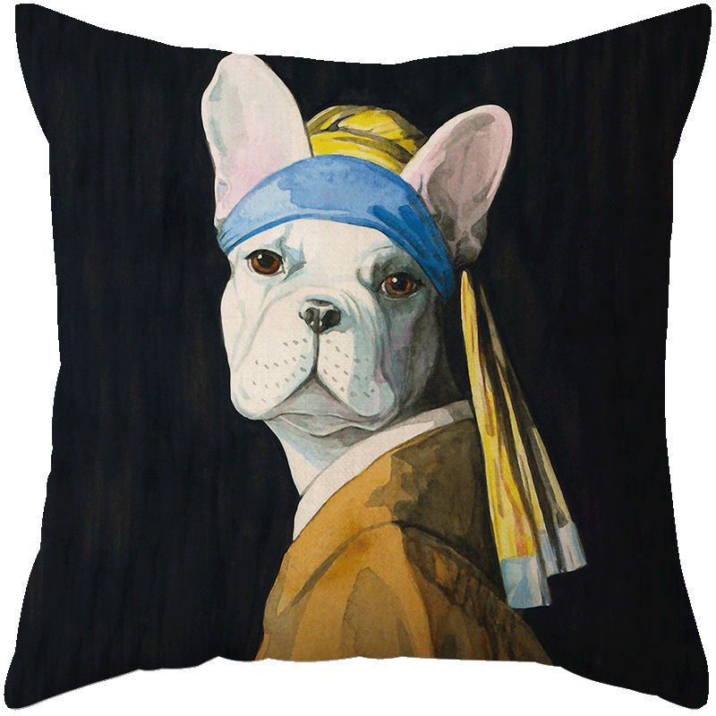 Animal Portrait Still Life Dog Office Pillow Sofa Cushion Pillowcase Artistic Style Personalized Car Original Cotton and Linen Pillow